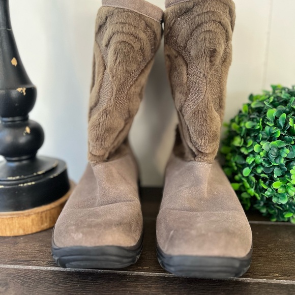 Kalso Earth Shoe Leather Faux Fur Pull On Boots Size 7B Color is Smoke HLF12 - Picture 14 of 15